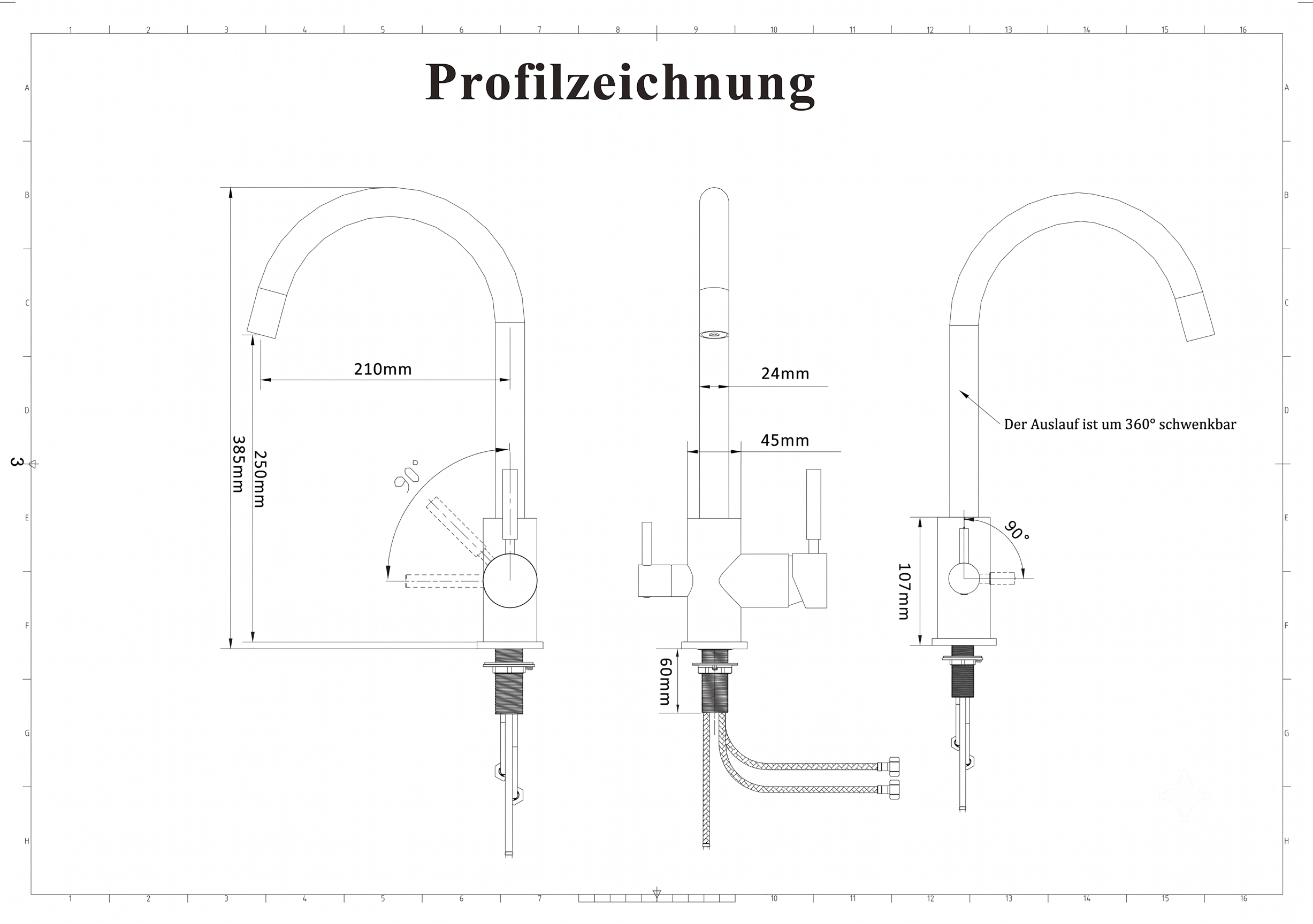 3-Wege-Wasserhahn Negro