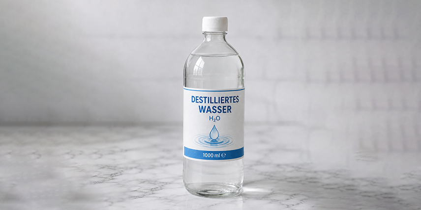 Destilliertes Wasser in Flasche